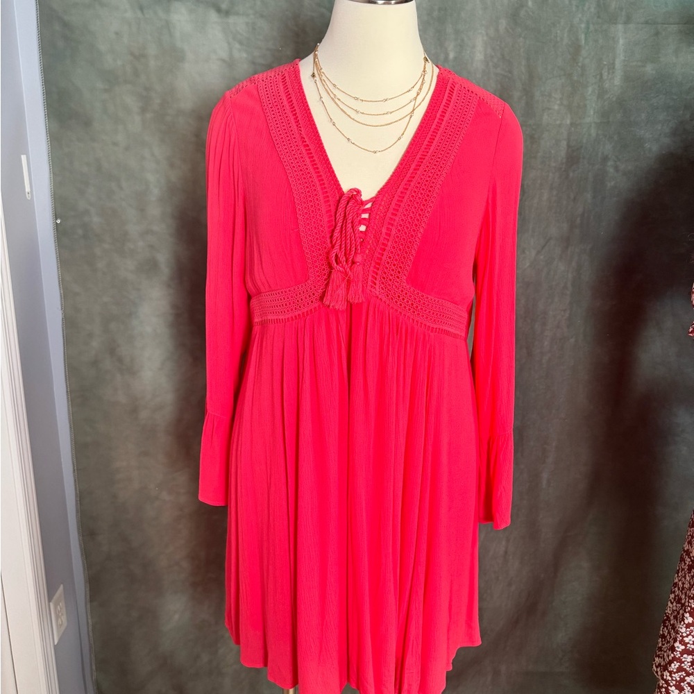 Torrid Pink Lace-Up Dress